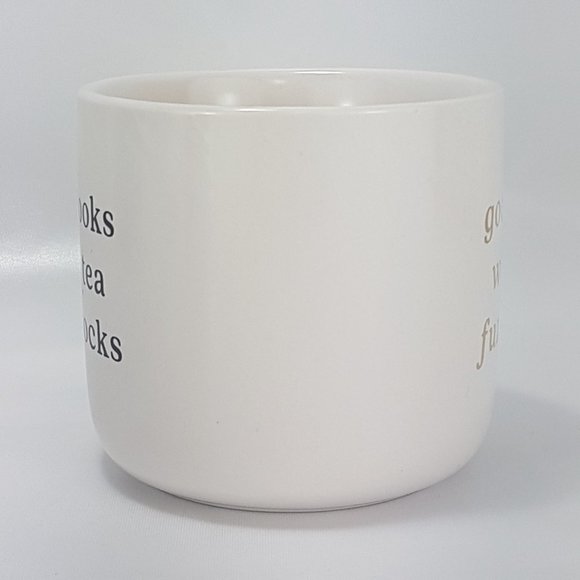 Vintage INDIGO Statement Mug Teacup Good Books Warm Tea Fuzzy Socks Quote White - Picture 5 of 9